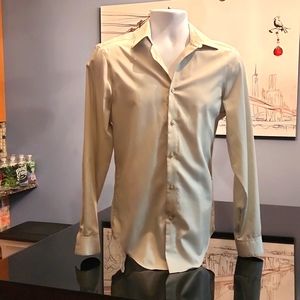 Calvin Klein light sage green slim fit performance non-iron button down shirt.